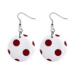 Polka Dots - Burgundy Red on White 1  Button Earrings