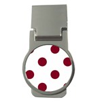Polka Dots - Burgundy Red on White Money Clip (Round)