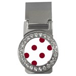 Polka Dots - Burgundy Red on White Money Clip (CZ)