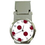 Polka Dots - Burgundy Red on White Money Clip Watch