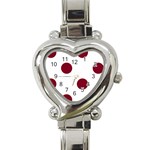 Polka Dots - Burgundy Red on White Heart Italian Charm Watch