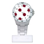 Polka Dots - Burgundy Red on White Nurses Watch