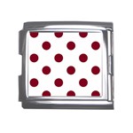 Polka Dots - Burgundy Red on White Mega Link Italian Charm (18mm)