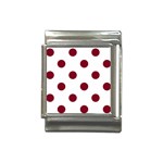 Polka Dots - Burgundy Red on White Italian Charm (13mm)