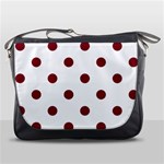 Polka Dots - Burgundy Red on White Messenger Bag