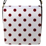 Polka Dots - Burgundy Red on White Flap Closure Messenger Bag (S)