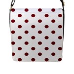 Polka Dots - Burgundy Red on White Flap Closure Messenger Bag (L)