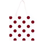 Polka Dots - Burgundy Red on White Grocery Light Tote Bag