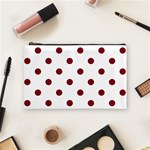 Polka Dots - Burgundy Red on White Cosmetic Bag (M)