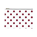 Polka Dots - Burgundy Red on White Cosmetic Bag (L)