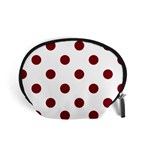 Polka Dots - Burgundy Red on White Accessory Pouch (Small)