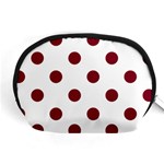 Polka Dots - Burgundy Red on White Accessory Pouch (Medium)