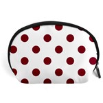 Polka Dots - Burgundy Red on White Accessory Pouch (Large)