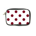 Polka Dots - Burgundy Red on White Coin Purse