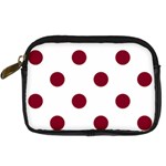 Polka Dots - Burgundy Red on White Digital Camera Leather Case
