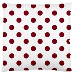 Polka Dots - Burgundy Red on White Large Flano Cushion Case (Two Sides)