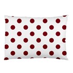 Polka Dots - Burgundy Red on White Pillow Case (One Side)