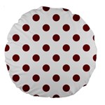 Polka Dots - Burgundy Red on White Large 18  Premium Round Cushion