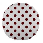 Polka Dots - Burgundy Red on White Large 18  Premium Flano Round Cushion