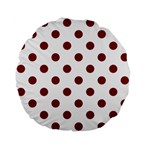 Polka Dots - Burgundy Red on White Standard 15  Premium Flano Round Cushion
