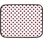 Polka Dots - Burgundy Red on White Fleece Blanket (Mini)