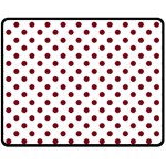 Polka Dots - Burgundy Red on White Fleece Blanket (Medium) (One Side)
