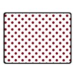 Polka Dots - Burgundy Red on White Fleece Blanket (Small) (One Side)