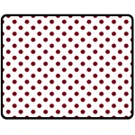 Polka Dots - Burgundy Red on White Double Sided Fleece Blanket (Medium) (Two Sides)