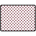 Polka Dots - Burgundy Red on White Double Sided Fleece Blanket (Large) (Two Sides)