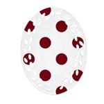 Polka Dots - Burgundy Red on White Oval Filigree Ornament (Two Sides)