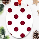 Polka Dots - Burgundy Red on White Ornament (Oval)