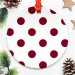 Polka Dots - Burgundy Red on White Ornament (Round)