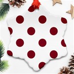 Polka Dots - Burgundy Red on White Ornament (Snowflake)