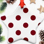Polka Dots - Burgundy Red on White Star Ornament (Two Sides)