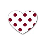 Polka Dots - Burgundy Red on White Heart Coaster (4 pack)