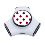 Polka Dots - Burgundy Red on White Portable USB Hub (One Side)