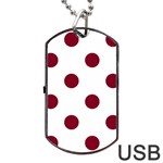 Polka Dots - Burgundy Red on White Dog Tag USB Flash (One Side)