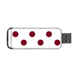 Polka Dots - Burgundy Red on White Portable USB Flash (One Side)