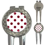 Polka Dots - Burgundy Red on White 3-in-1 Golf Divot