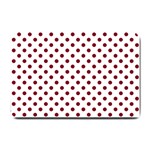 Polka Dots - Burgundy Red on White Small Doormat