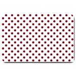 Polka Dots - Burgundy Red on White Large Doormat