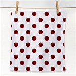 Polka Dots - Burgundy Red on White Face Towel