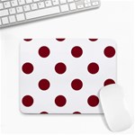 Polka Dots - Burgundy Red on White Small Mousepad