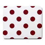 Polka Dots - Burgundy Red on White Large Mousepad