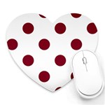 Polka Dots - Burgundy Red on White Heart Mousepad