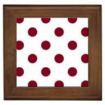 Polka Dots - Burgundy Red on White Framed Tile