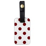 Polka Dots - Burgundy Red on White Luggage Tag (One Side)