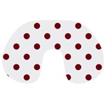 Polka Dots - Burgundy Red on White Travel Neck Pillow