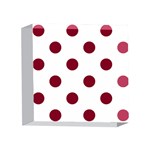 Polka Dots - Burgundy Red on White 4 x 4  Acrylic Photo Block