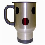 Polka Dots - Burgundy Red on White Travel Mug (Silver Gray)